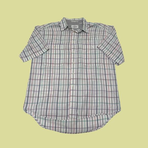 90s Levis shirt, vintage mens L plaid teal/purple casual button down - Picture 2 of 8